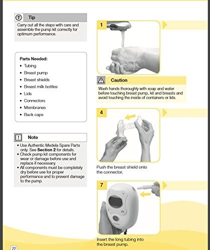 Close up of imported Medela breast pump replacement parts including BPA free back caps and silicone membranes
