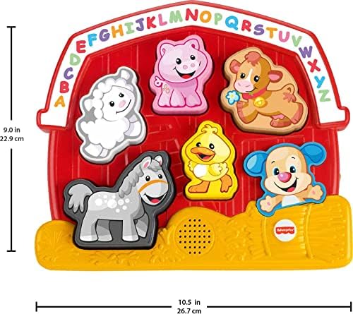 Packaging view of the imported Fisher-Price Laugh and Learn learning puzzle for kids aged one plus.
