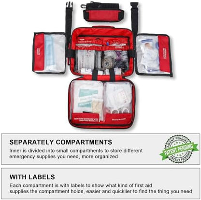 Poygik 420 piece emergency kit with 1680D ripstop fabric for car and travel.