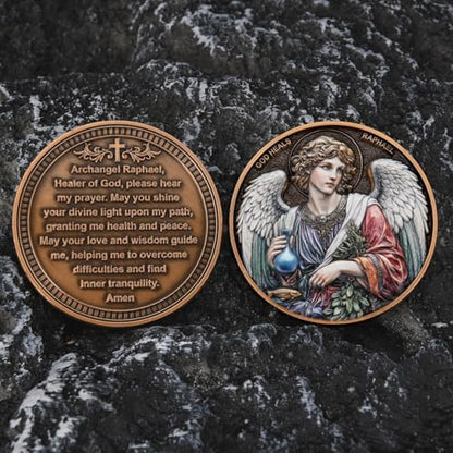 Vitoleo Christian token reverse side showing engraved health and peace prayer