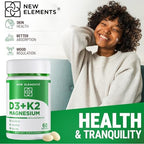 New Elements vitamin D3 K2 bottle next to packaging box design