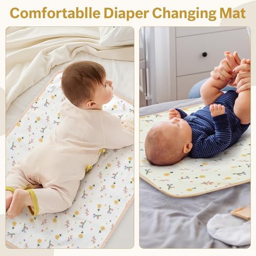 Close-up view of the premium muslin cotton material on The Kenkyo diaper change pad.