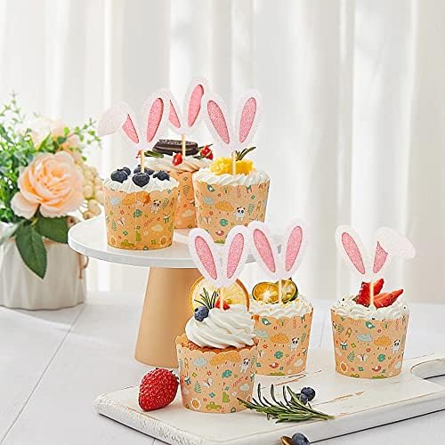 Pre-assembled rabbit ear dessert decorations on a cupcake