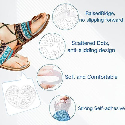 Two pairs of clear forefoot cushion inserts for flip flop pain relief.