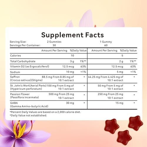 Saphire Happy Chews saffron gummies container highlighting the 30 day supply serving directions