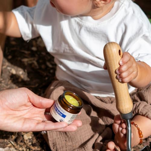 Organic first aid salve for bug bites and bruises for Indian families.