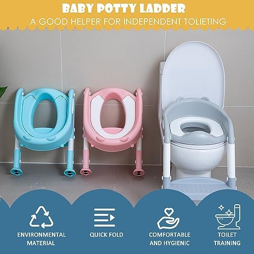 EGREE kids step stool ladder installed on a standard western elongated commode bowl