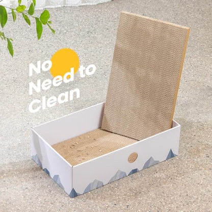 Conlun premium cat scratcher box placed next to home furniture on the living room floor
