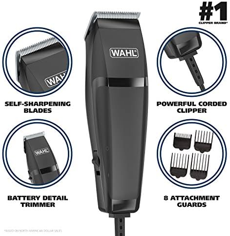 Complete 14 piece Wahl grooming set arranged inside the storage case.