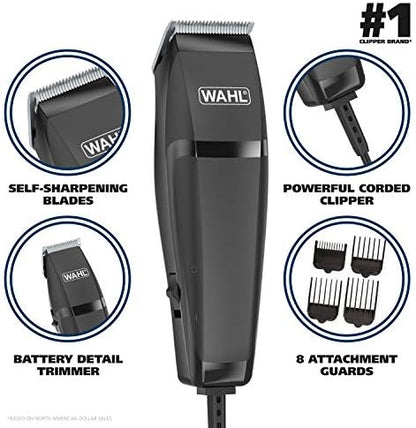 Complete 14 piece Wahl grooming set arranged inside the storage case.