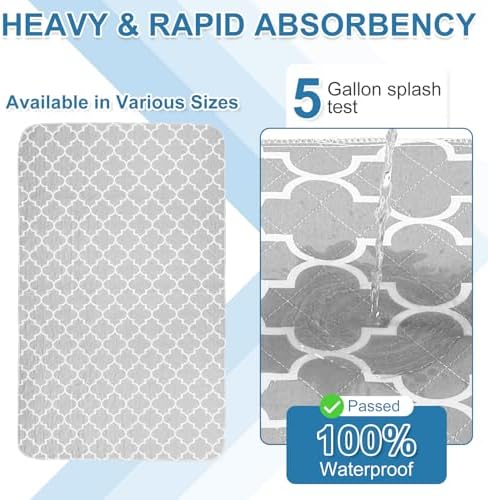Outcreator incontinence bed pad gray quilted surface texture