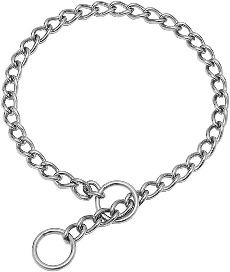 Durable metallic slip collar for safe outdoor dog walking