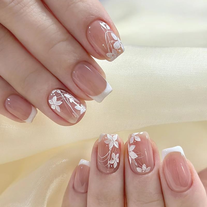 Sharda Fashion House floral French press on nails front view