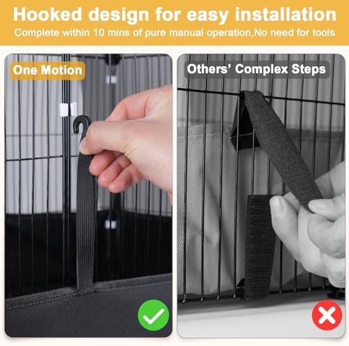Tresbro Guinea Pig Cage with Top Cover & 12 Panels, Triple Fixing Measures Small Animal Playpen with Waterproof PVC Liner & One-Motion Hooks, 48 x 24 x 16 C&C Grids Cage for Bunny, Hedgehog, Hamster - Image 4