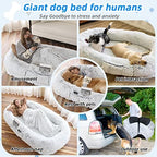 WROS Human Dog Bed - 71"x45"x12" Fits You & Pets, Washable Faux Fur, Orthopedic, Plump Pillow, Blanket, Strap - Grey - Image 7