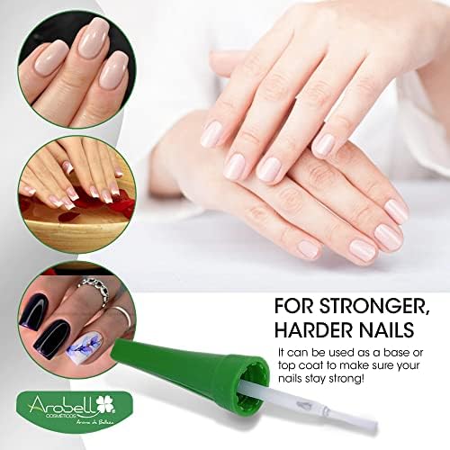 Arobell protective anti-breakage clear polish applied on natural short fingernails