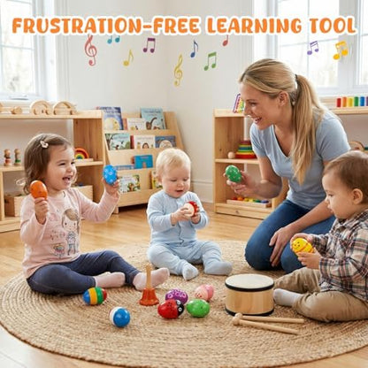 POPLAY educational shaker instruments arranged in a set for kids rhythm learning activities
