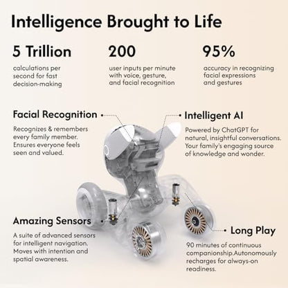 Close up of Loona robot pet eyes and camera sensors
