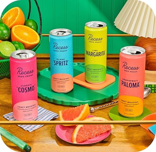Nutritional facts and adaptogen ingredients on the back of Recess mocktail can
