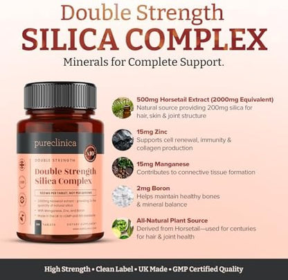 Imported Pureclinica double strength beauty supplement bottle showing three month supply details