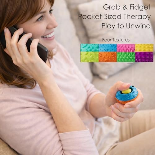 Close up of the unique textured surfaces on the silicone thumb rocker fidget gadget