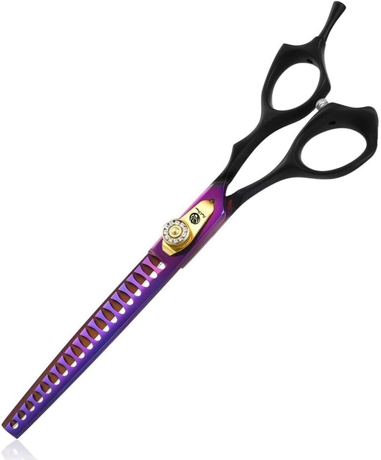 Purple Dragon seven inch straight pet grooming shear and storage case