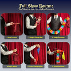 Magic kit components including pull flower and color changing silks