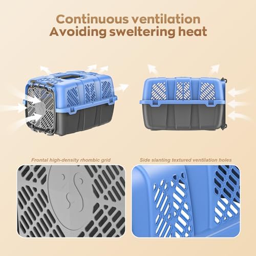 URey ventilated cat travel box showing interior space from an open front door angle