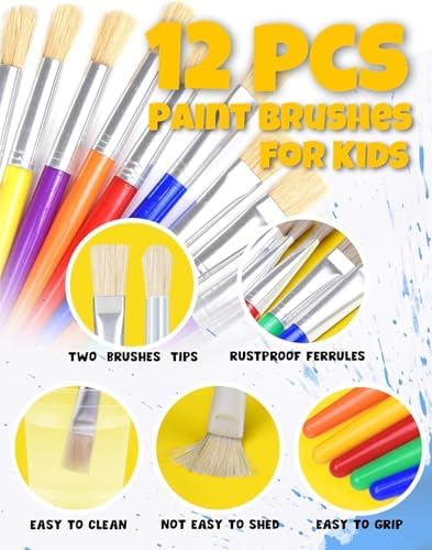 Easy to clean washable art brushes for kids being rinsed under water