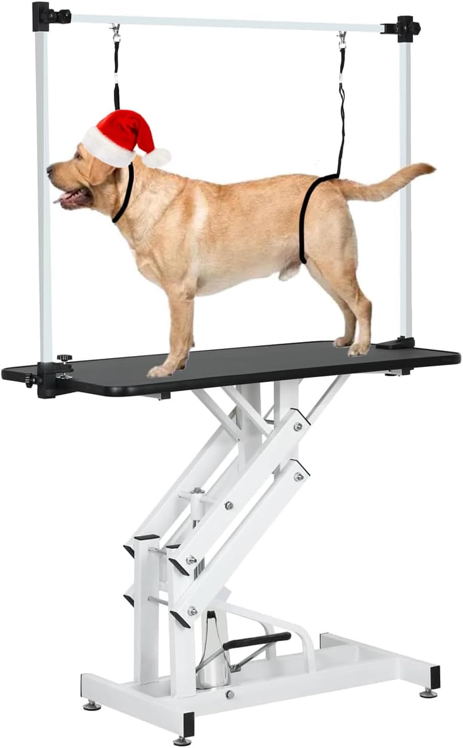 Pet Dog Grooming Table, Foldable Stainless Steel Pet Drying Grooming Table Up to 330lbs, Professional Bathing Desk for Dogs at Home with Adjustable Overhead Arms, Noose, Mesh Tray, 42''/Pink - Image 15