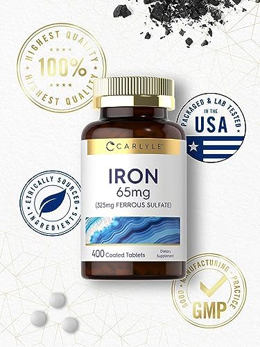 Authentic Carlyle imported USA iron supplement bottle showcasing brand authenticity indicators