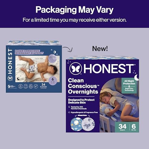 Clean Consciousâ„¢ Overnight Diapers | Up to 12 Hours of Protection | Hypoallergenic + Fragrance Free | Cozy Cloud + Star Signs | Size 6, 34 Count Club Box - Image 3