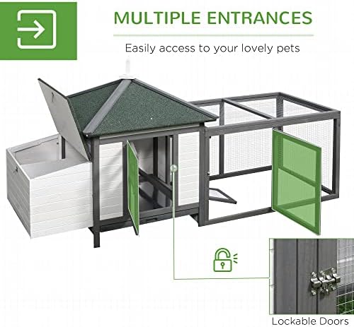 PawHut wooden chicken coop ramp and run view