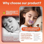 Demonstration of mouth breathing correction patch applied to a childs face.