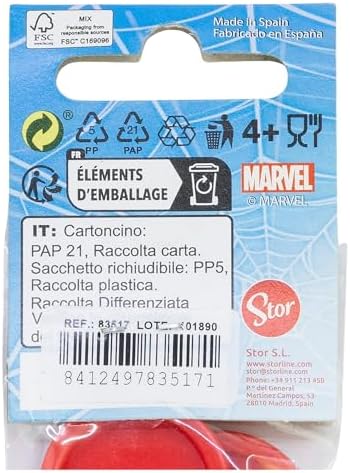Back of packaging showing Stor Spiderman cutlery set details