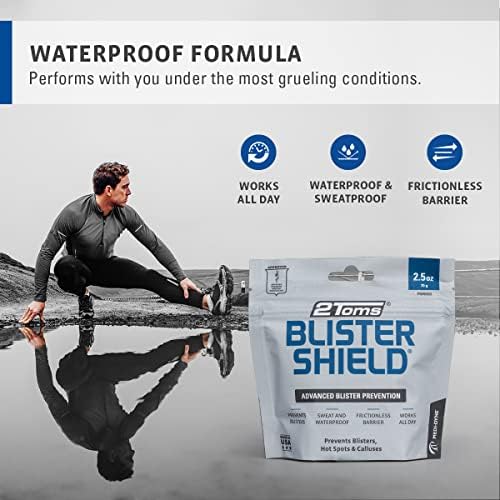 2Toms BlisterShield powder application for foot blister prevention