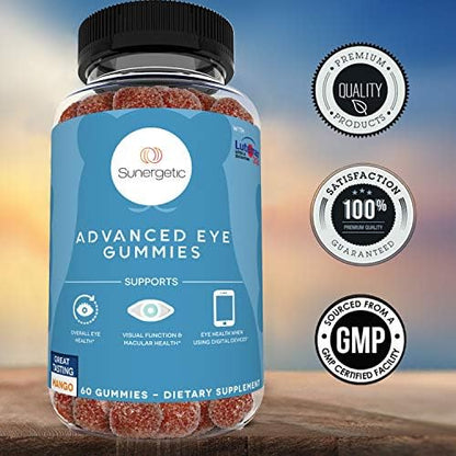 Sunergetic premium eye support 60 gummies bottle lifestyle shot