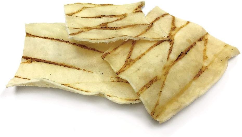 Canine Butcher Shop Dizzy Dog's Hearty Bites single-ingredient collagen chips close up.