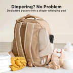 KeaBabies Play Diaper Bag Backpack hanging on stroller straps