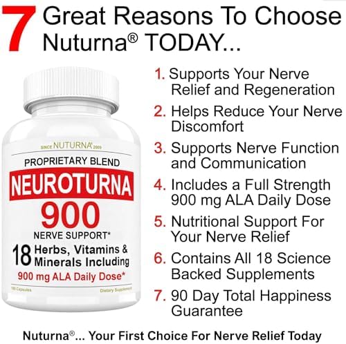 Nuturna dietary supplement bottle displaying 900mg Alpha Lipoic Acid