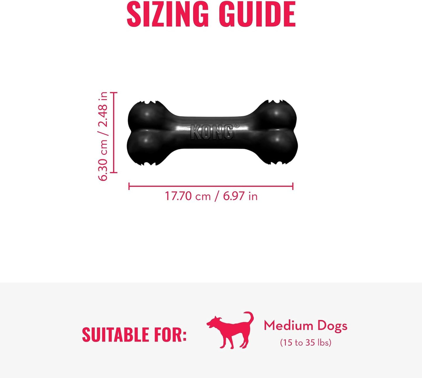 Authentic KONG ultra durable natural rubber bone packaging details