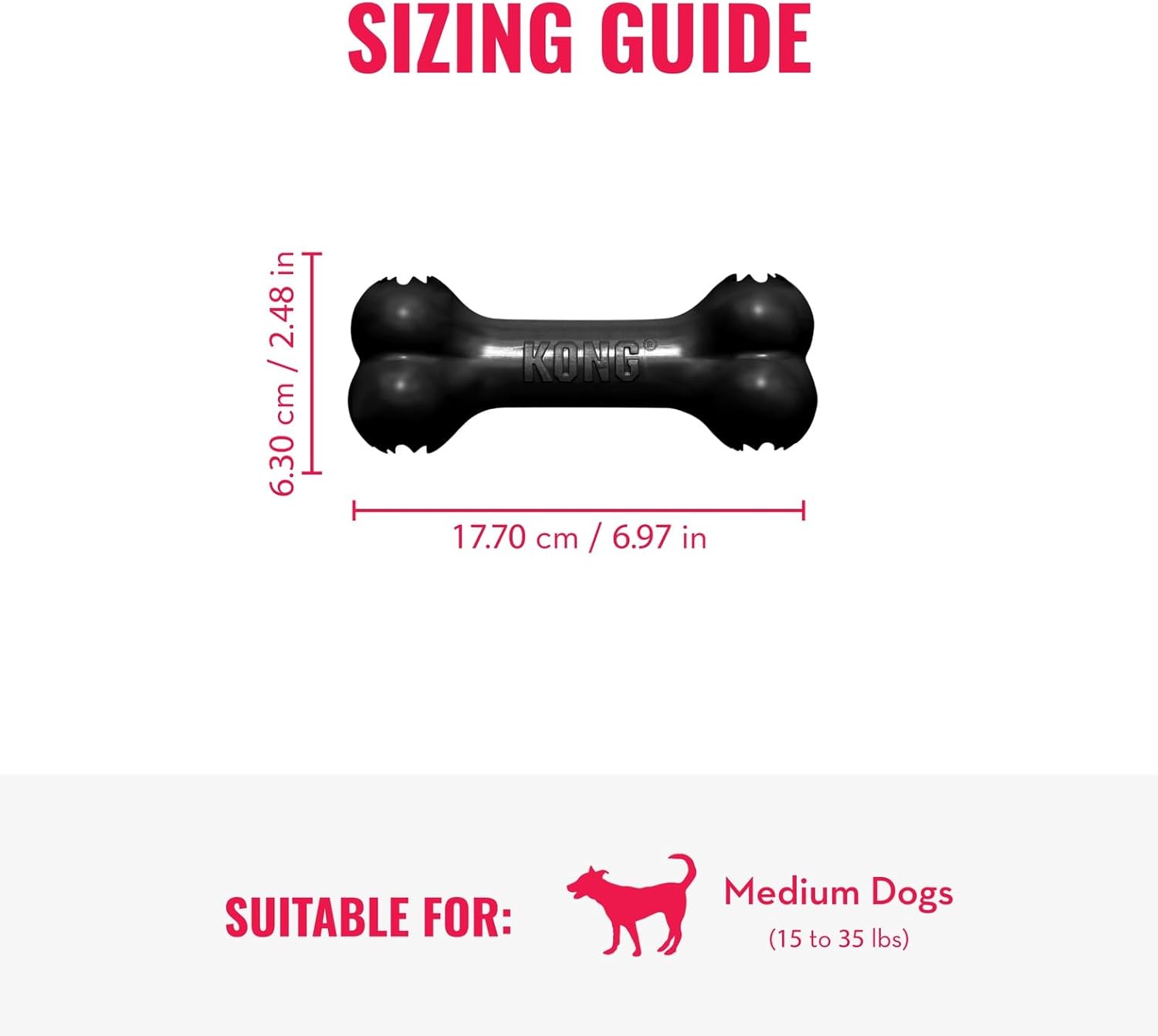 Authentic KONG ultra durable natural rubber bone packaging details