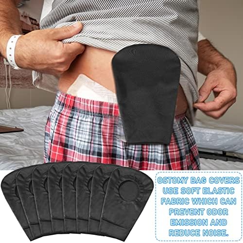 Elastic polyester ostomy pouch cover showing stretchy fabric texture