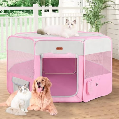 Seiyierr Dog Playpen, Portable Pet Play Pen Foldable Carrying Case, Puppy Pens Outsid for Small Cat Indoor/Outdoor, Removable Mesh Shade Cover - Image 2
