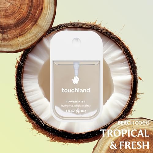 Touchland Hydrating Hand Sanitizer Spray, DYE FREE Trio Set (Rainwater, Unscented, Beach Coco), 1 FL. OZ. Travel Size Power Mist Sprays (Set of 3) - Image 3