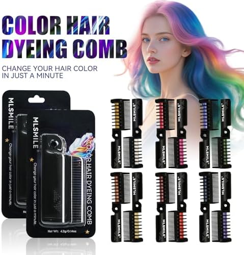 Close up of silver hair chalk comb applicator teeth