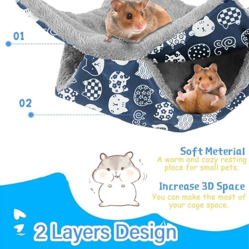 Fuazuzu small pet hanging retreat showing dimensions and dual-layer structure.
