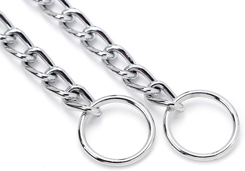 Silver choke chain collar designed for medium and extra large dog breeds.