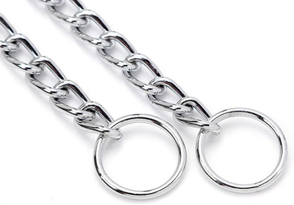 Silver choke chain collar designed for medium and extra large dog breeds.