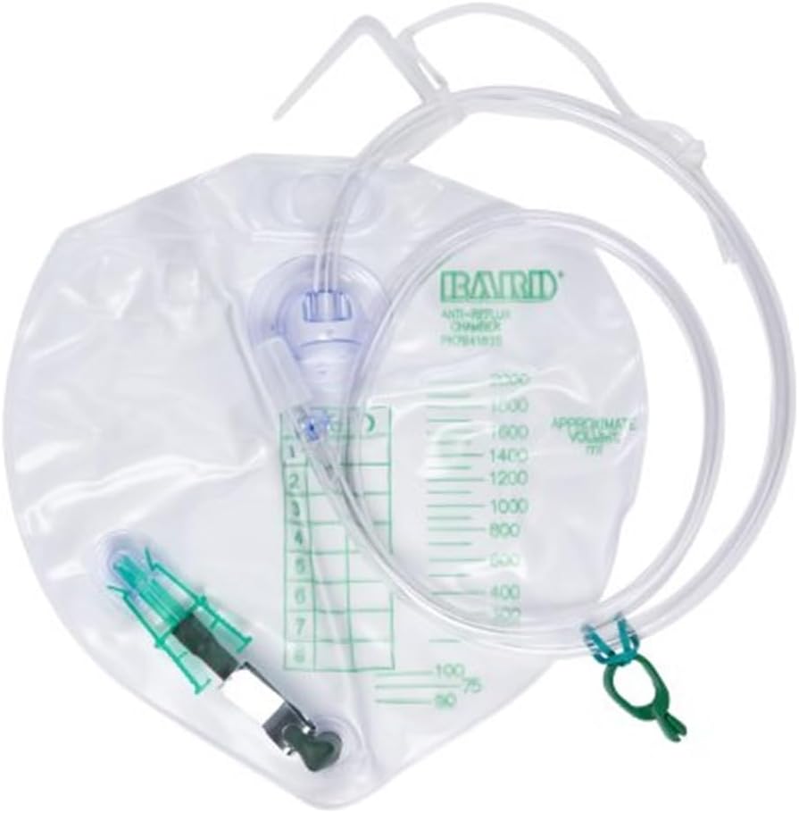 Tukima Bard Medical 2000cc Bedside Urinary Drainage Bag front view for sterile urine collection.